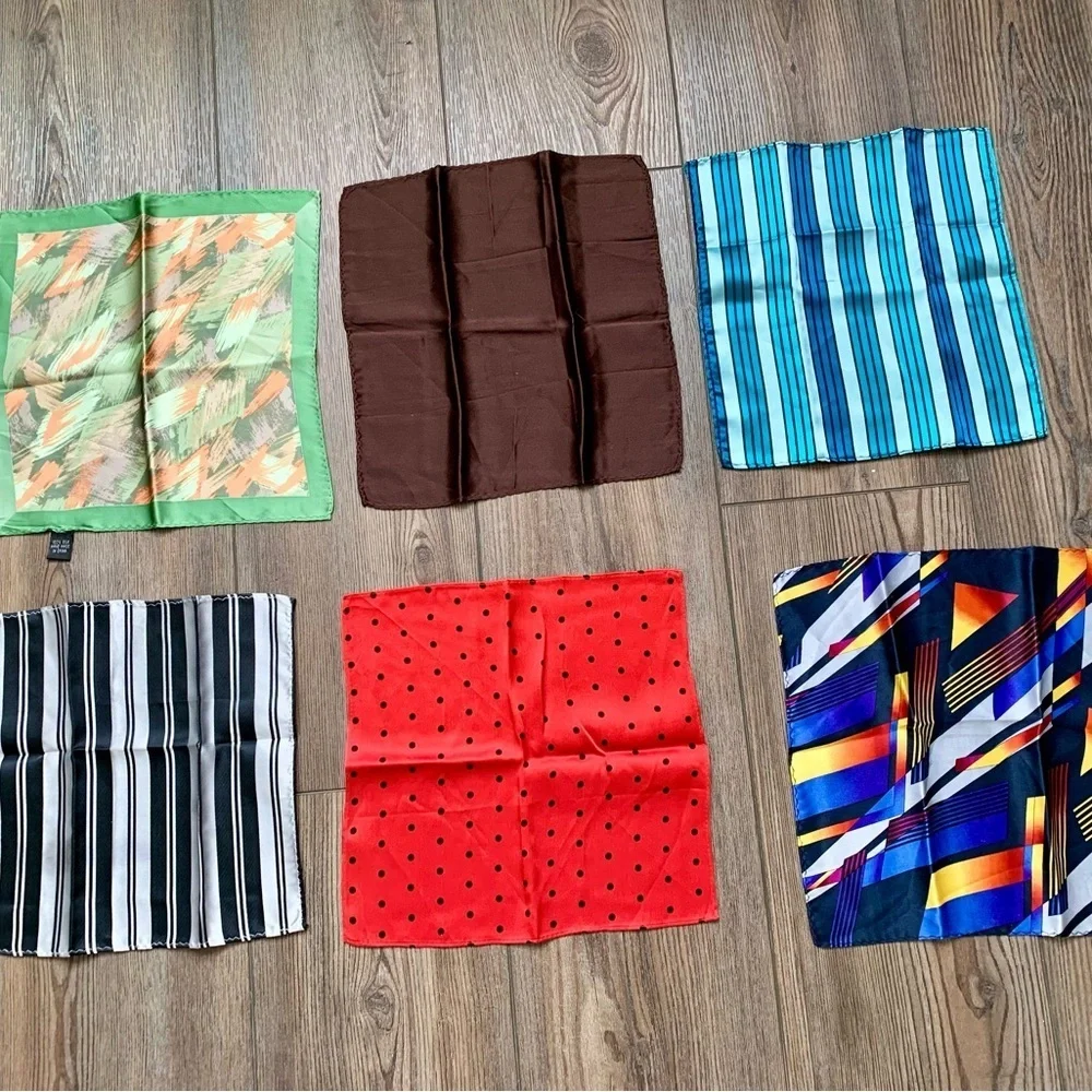 pocket square silk scarfs Of 6